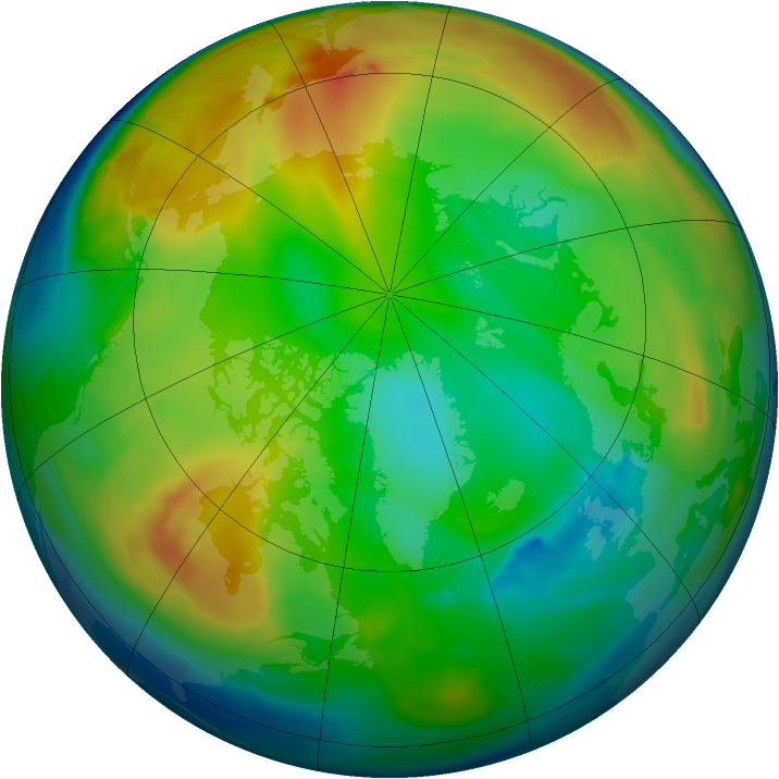 Arctic ozone map for 03 January 2011